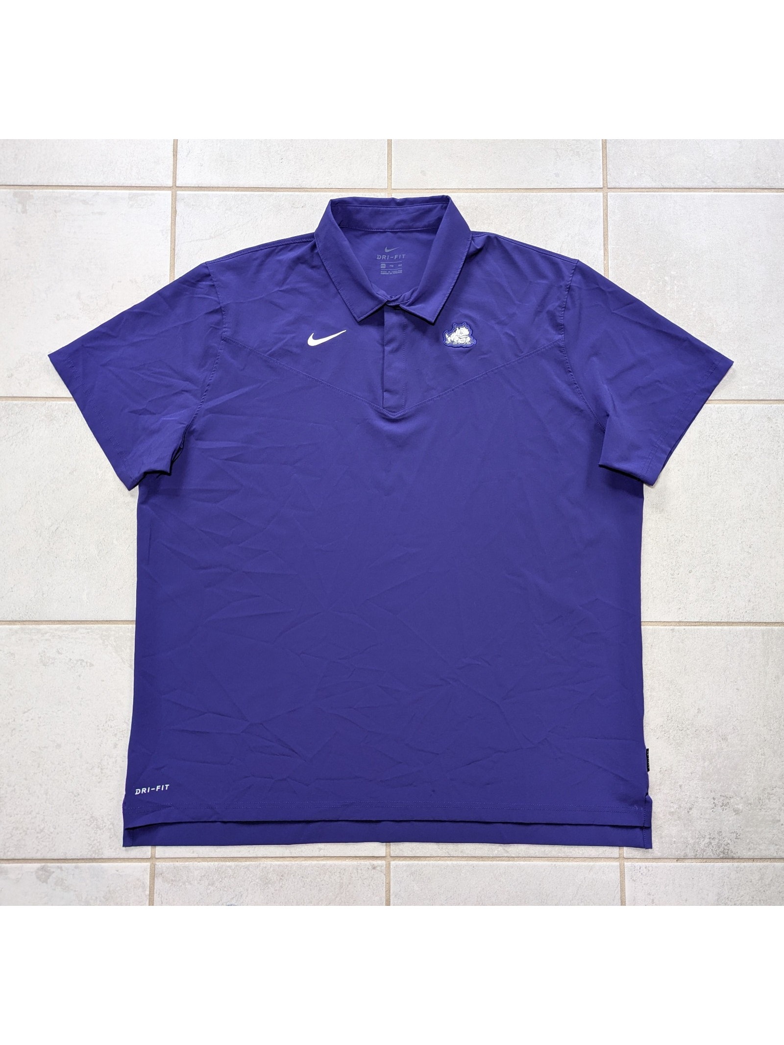 Nike Men's Xxl Tcu Horned Frogs Dry Polo Shirt Purple Dri-Fit On Field Stretch